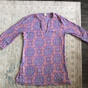 J. Crew V Neck Printed Tunic S